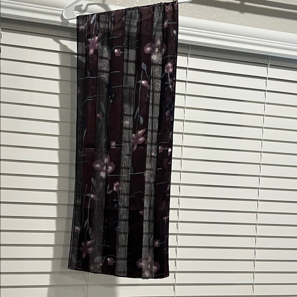 Source Unknown Dark Floral Scarf - Black and Purple